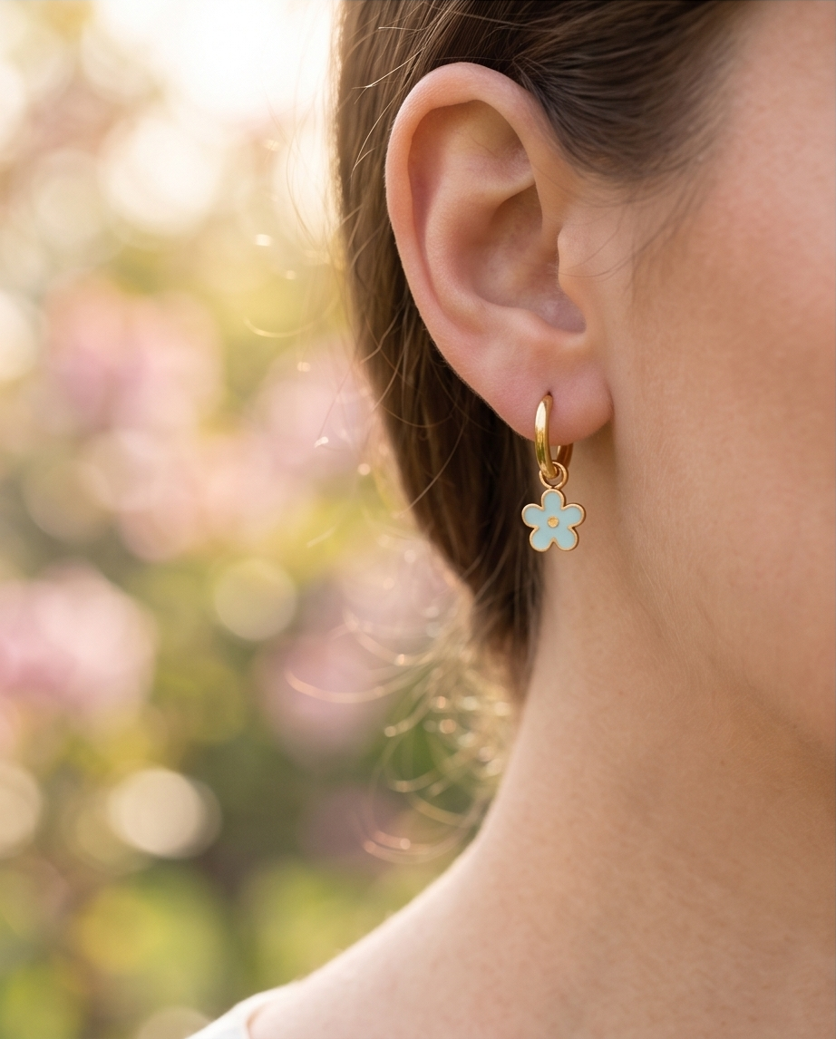 Blue flower earrings