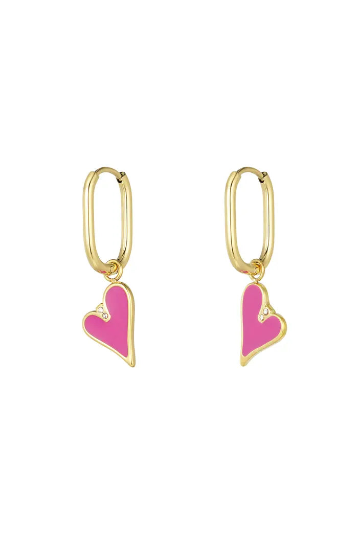 Boucles d’oreilles cœur Fushia