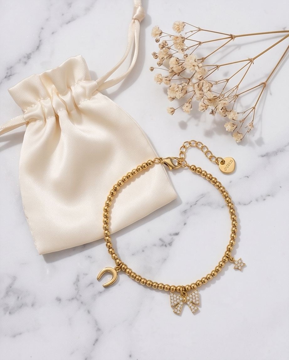 Bracelet Porte Bonheur Doré en Acier Inoxydable 🍀✨