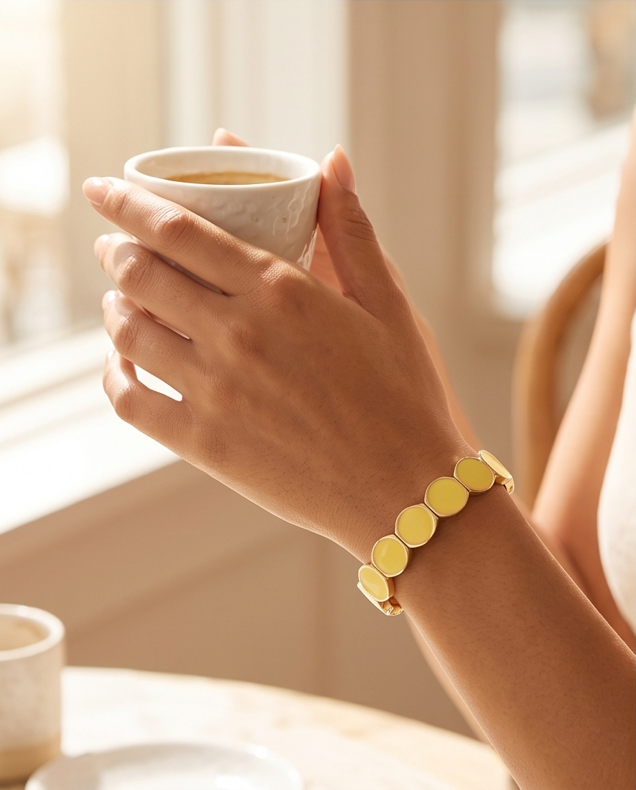 Bracelet élastique coloré – Jaune ou blanc, touche lumineuse