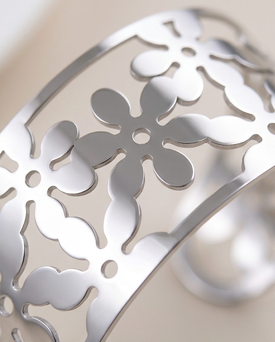 Trin Filigree Adjustable Bangle Bracelet - Silver-plated ✨🌸