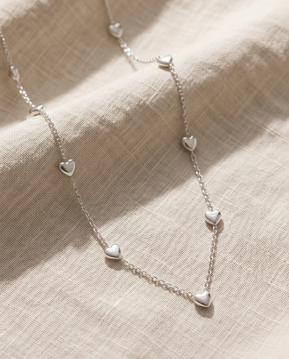 Gold & Silver Hearts Necklace in Stainless Steel 💖✨