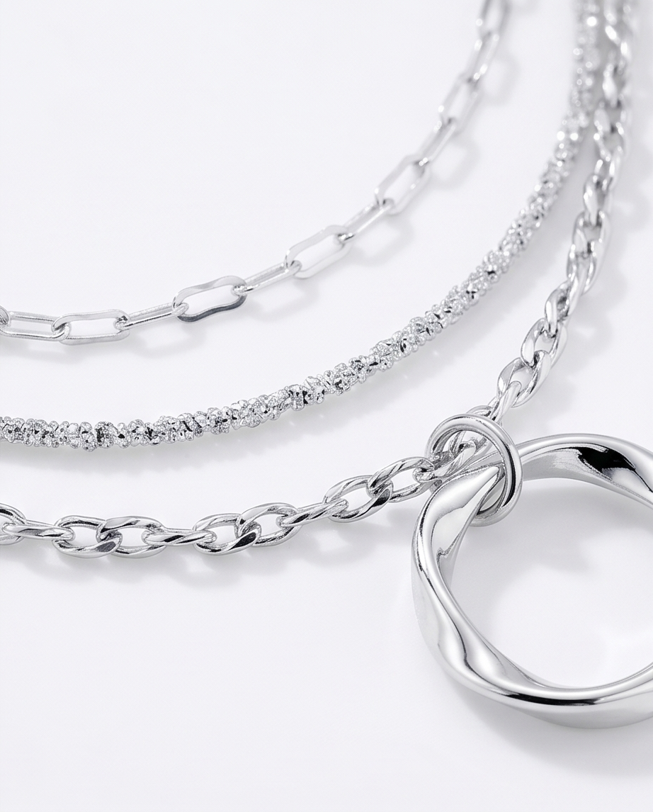 Triple Stainless Steel Necklace ✨🩶