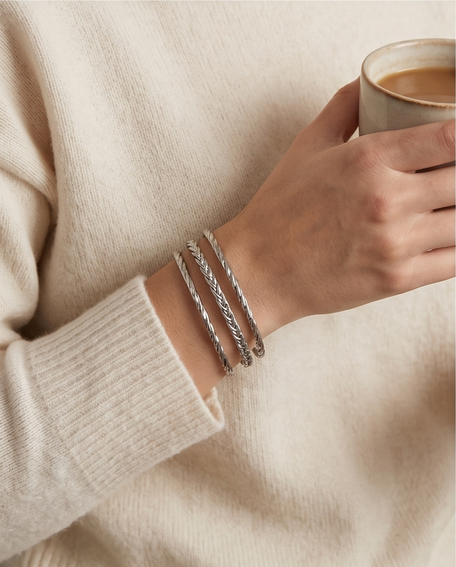✨ Jonc Tressia argenté – Le stack parfait du quotidien ✨