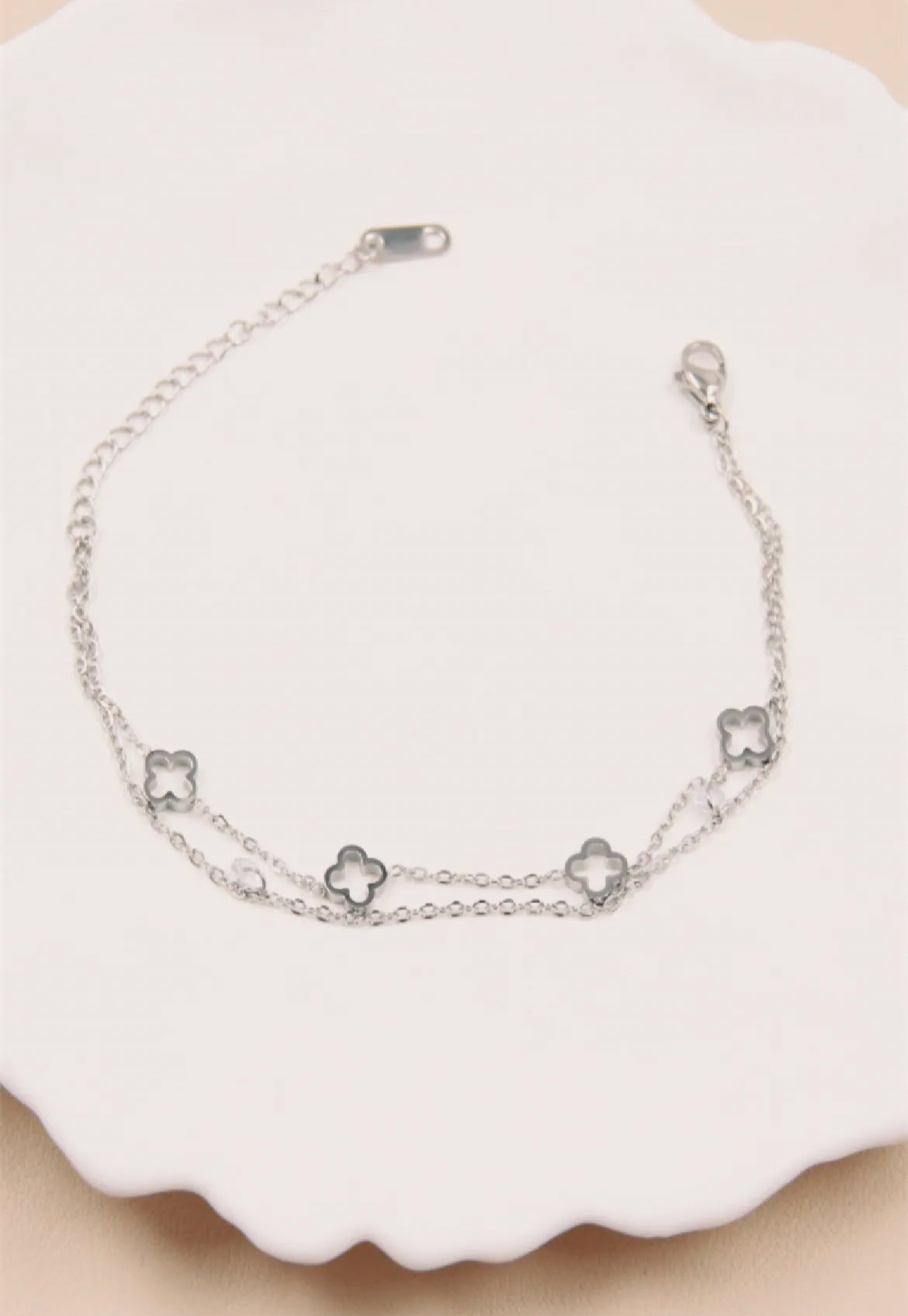 Bracelet double asymétrique argenté