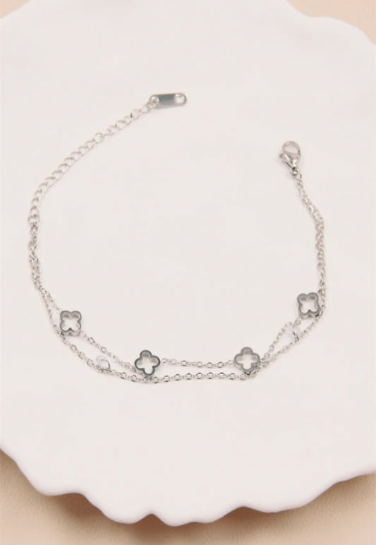 Bracelet double asymétrique argenté
