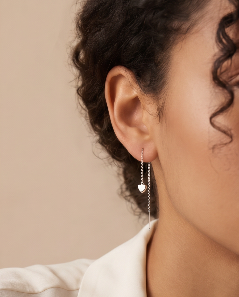 Boucles d’oreilles Amora Cœur pendantes en acier inoxydable – Doré ou Argenté