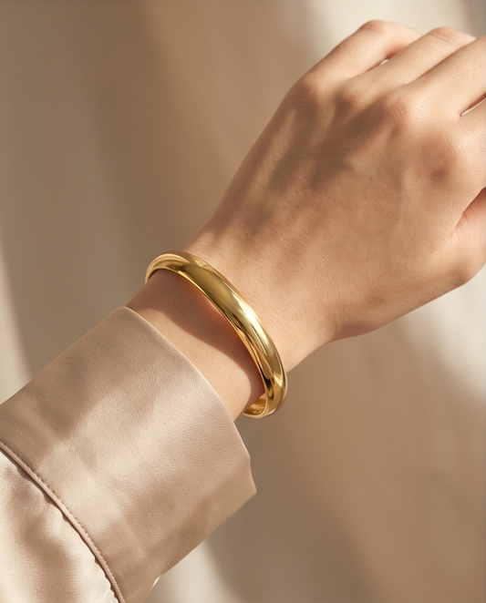 Bracelet Poli Miroir Doré en Acier Inoxydable ✨💛