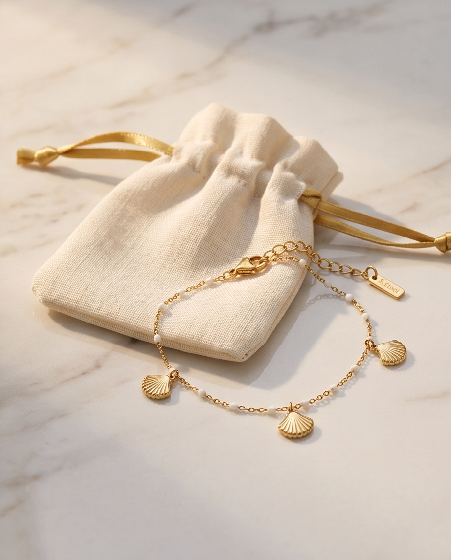Gouden Schelpenarmband - Trendy zon