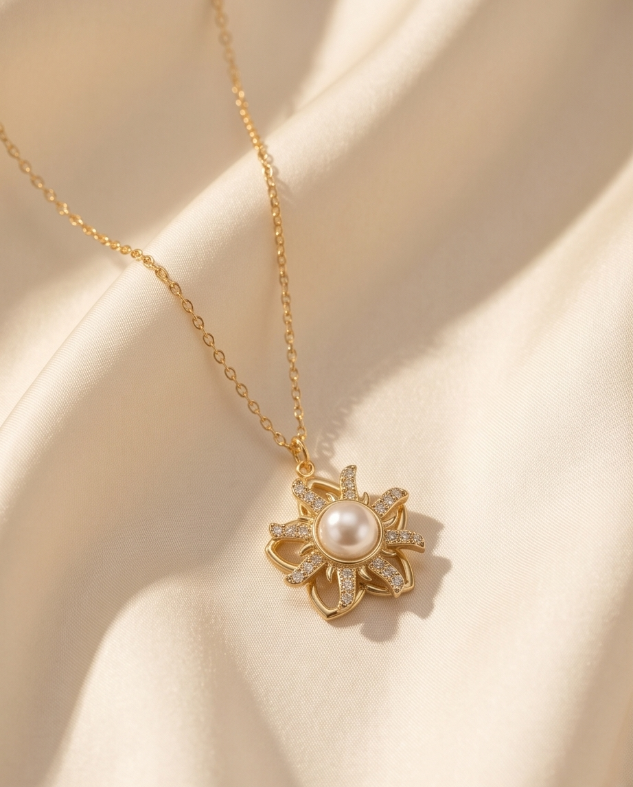 Anti-stressketting Bloem & parel – Elegantie & ontspanning ✨