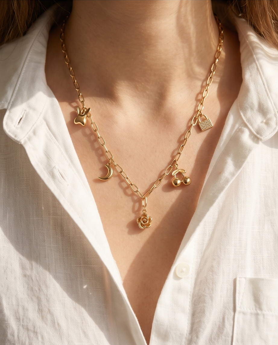 Collier Bri doré en acier inoxydable – Glow simple & stylé