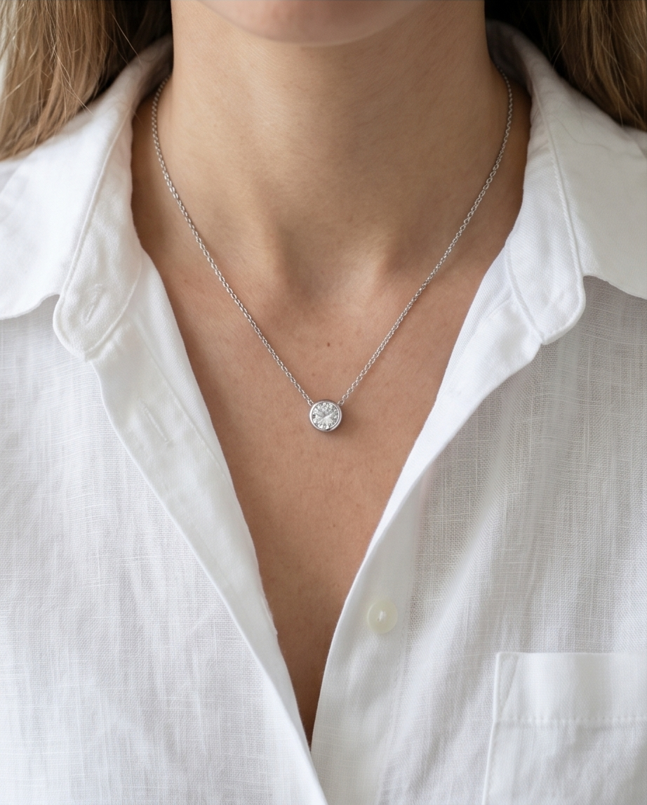 Silver Luminous Point Necklace ✨🩶