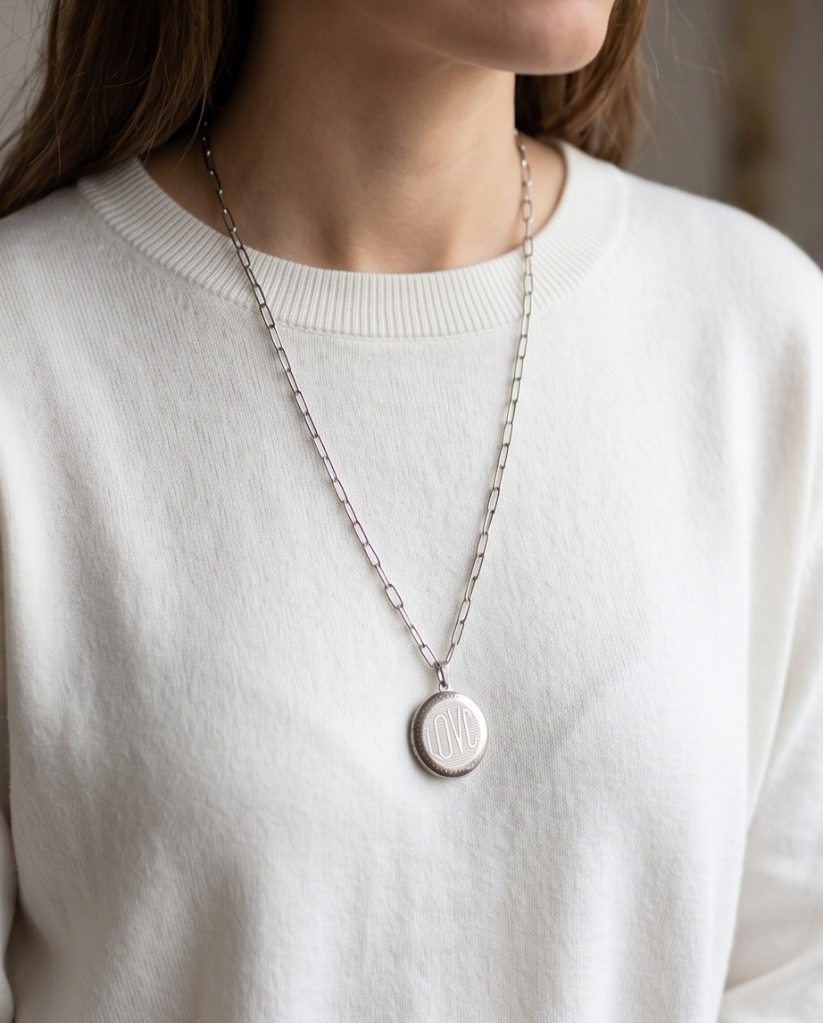 Stainless Steel Silver Plated Memory Locket Necklace 📸✨