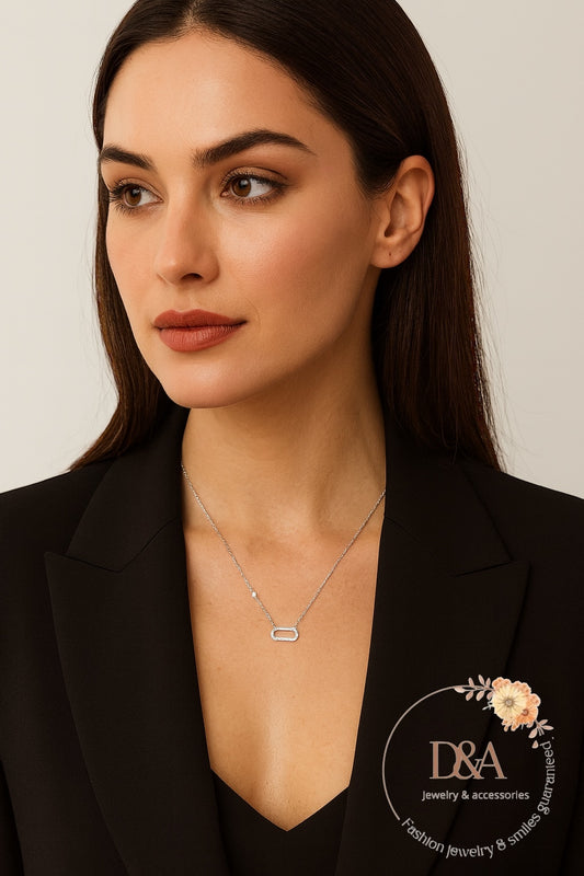 Collier Trombone avec strass: Argenté