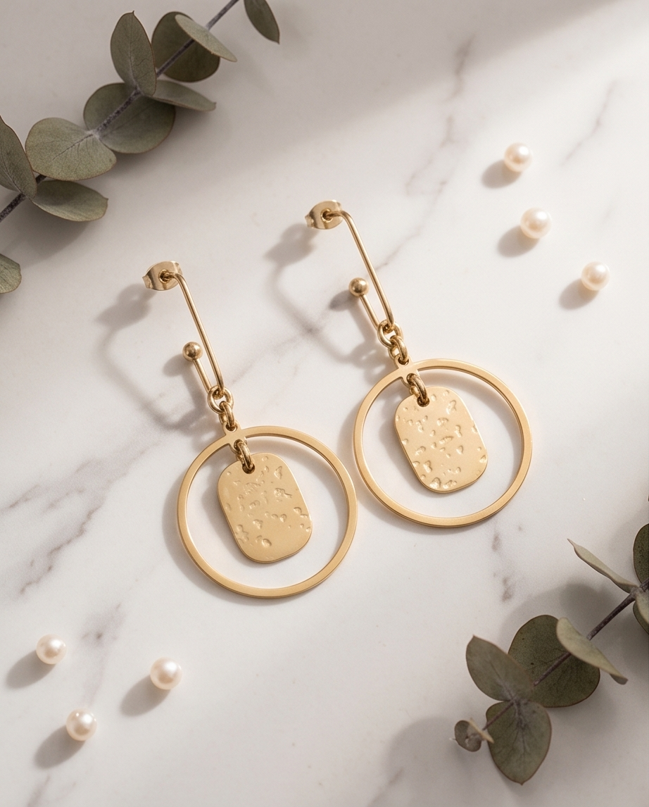 Boucles d'oreilles pendantes en acier inoxydable