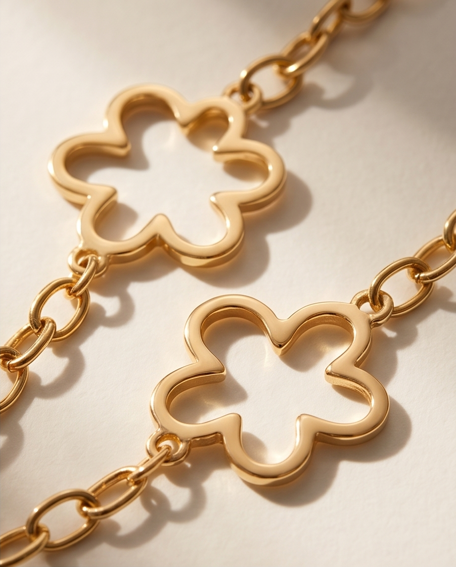 Collier Fleur Doré en Acier Inoxydable – Élégant & Résistant à l’eau