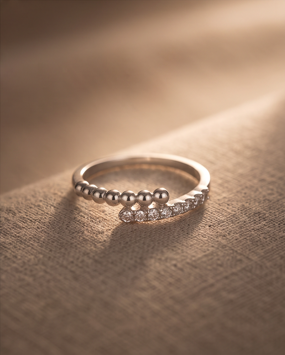 Lyra silver stainless steel ring