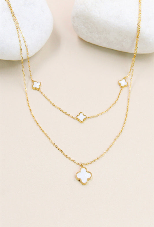 Collier Double Rang Trèfle - Élégance et Raffinement