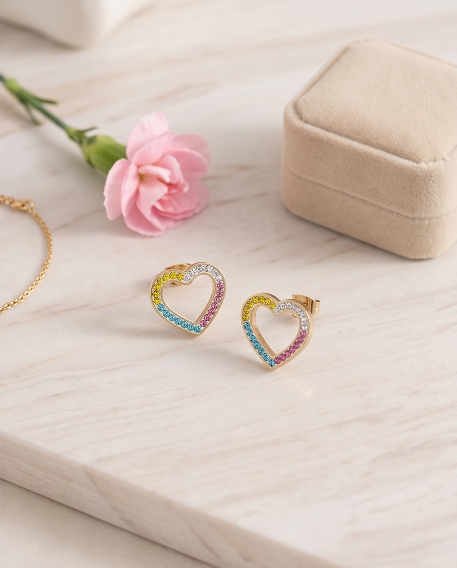 Tilly heart rhinestone earrings