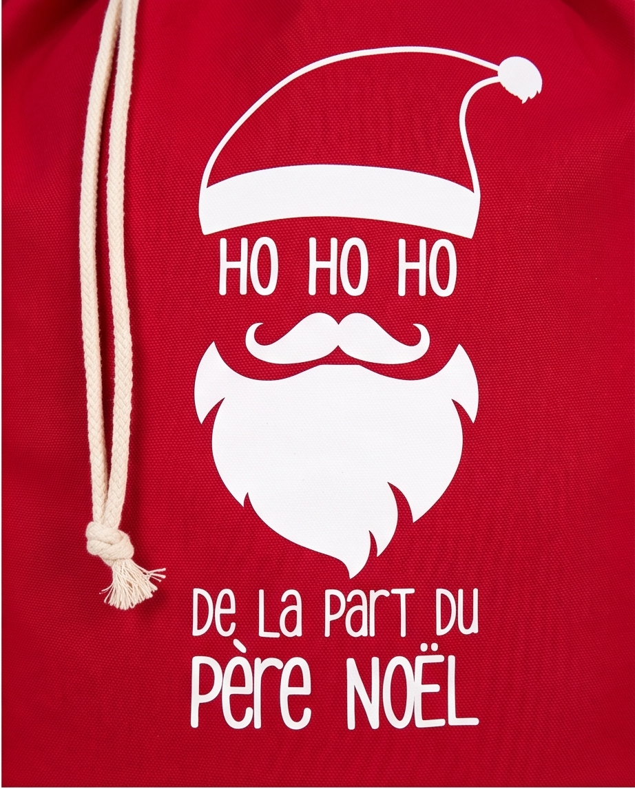 Hotte de Noël rouge – Visage Père Noël