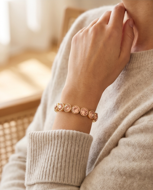 Bracelet Princesse élastique champagne ou blanc – Douceur & glow