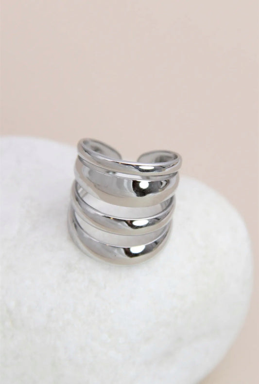 Bague ajustable multi-bandes en acier inoxydable