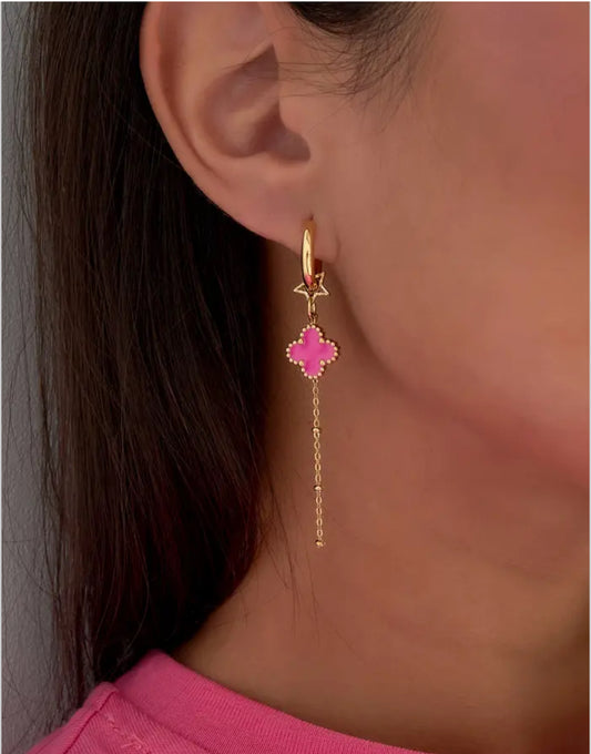 Boucles d’oreilles trèfle fushia