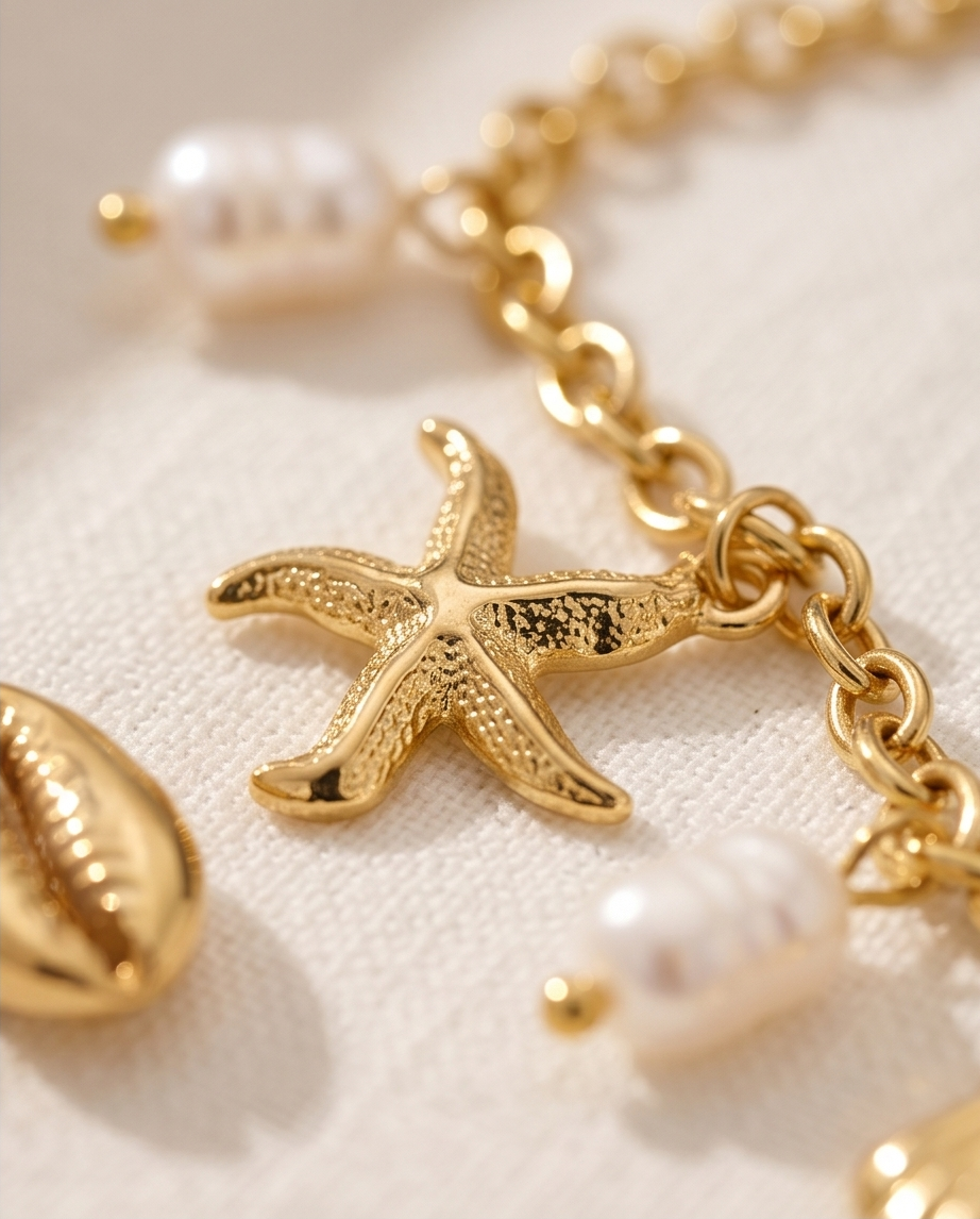 Armband Coco - vergulde schelp & zeester