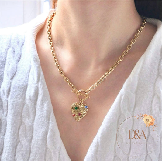 Collier cœur strass  Povi: Multicolore