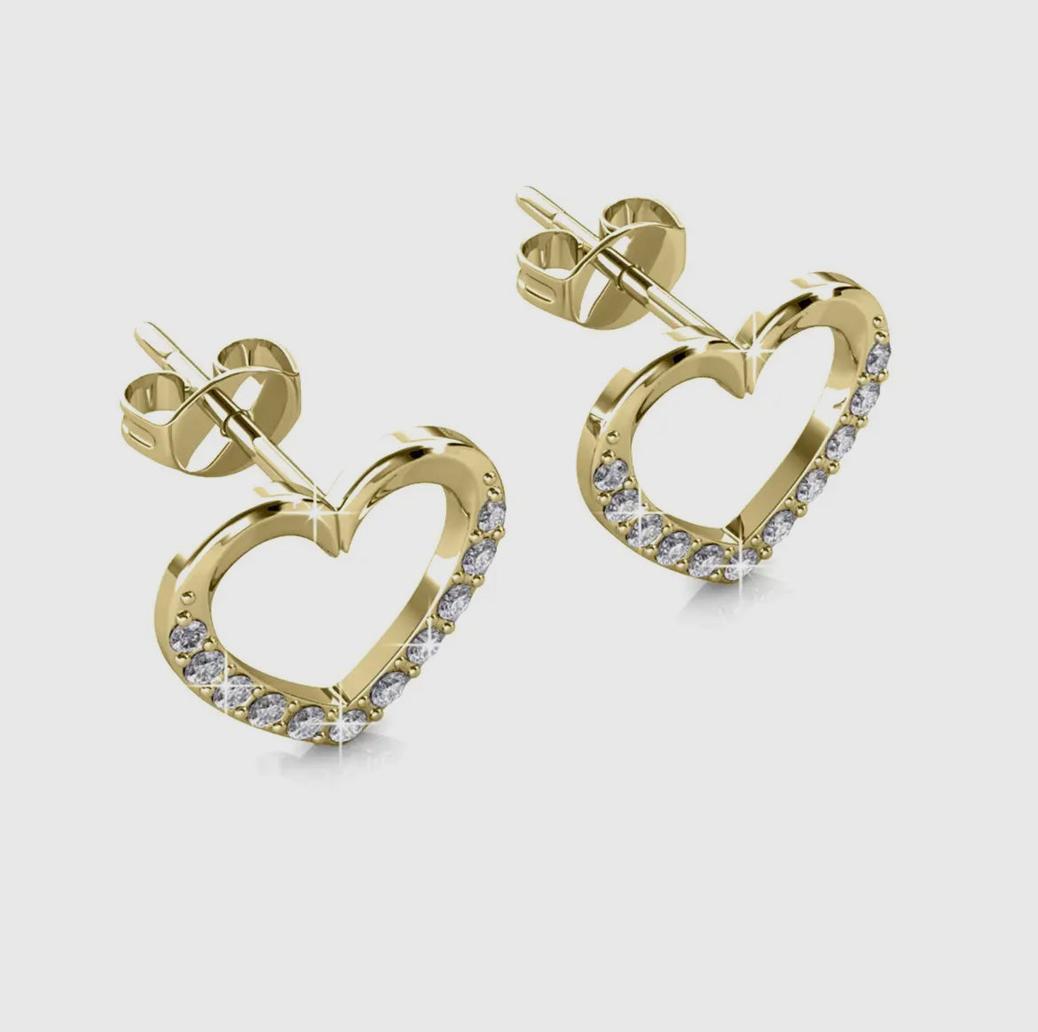 Boucles d’oreilles Locked Heart Lovett two - Doré et Cristal
