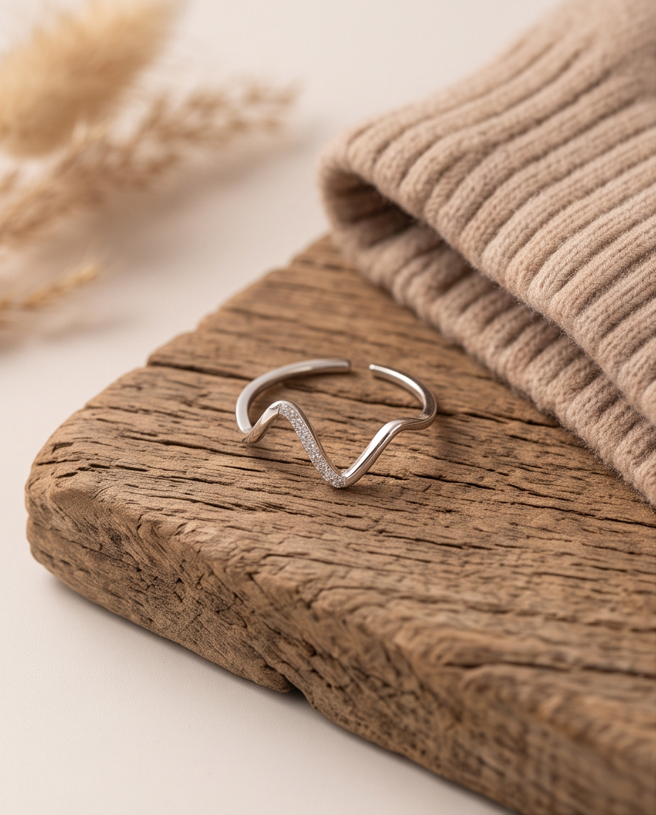Bague Ondine en acier inoxydable argentée