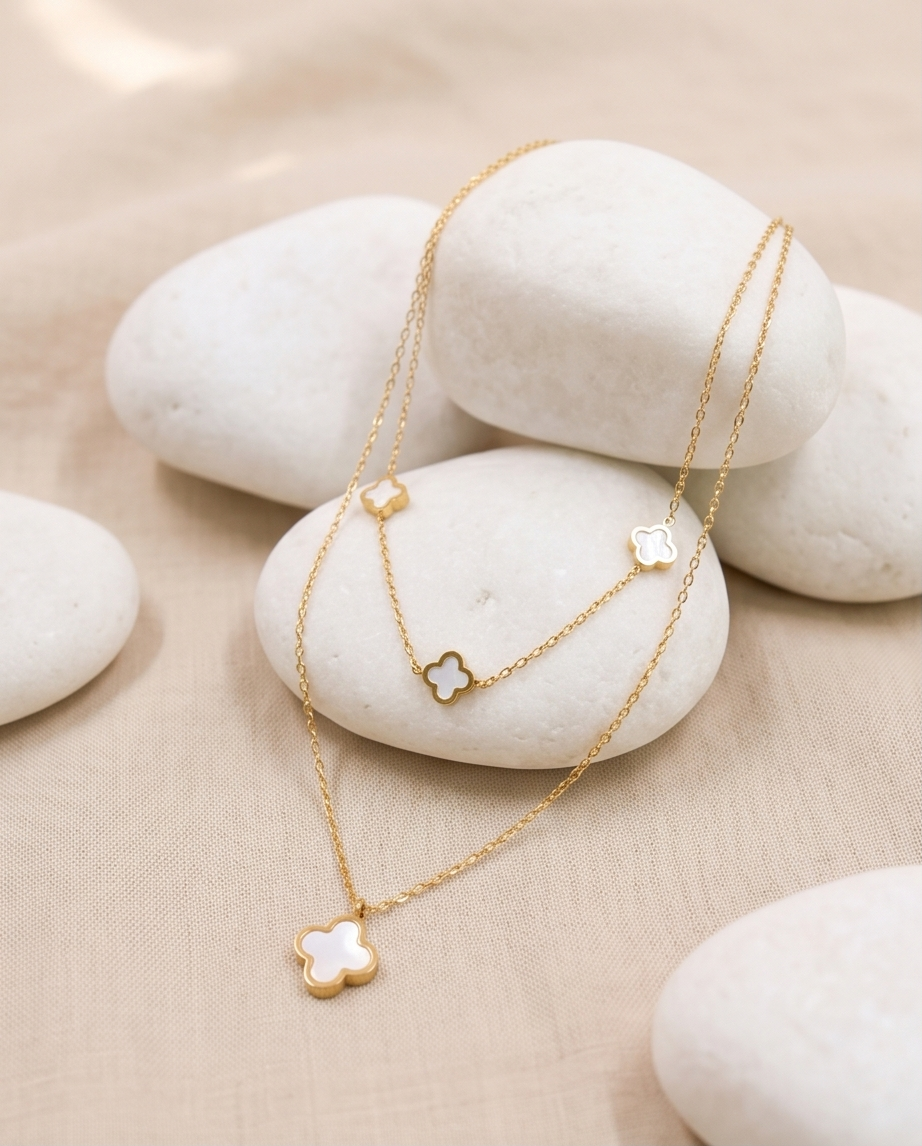 Double Row Clover Necklace - Elegance and Refinement