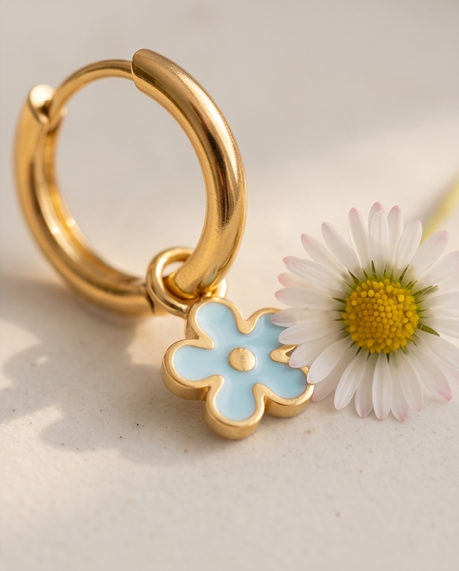 Blue flower earrings