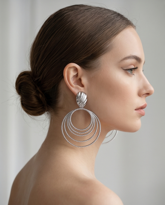 Boucles d’oreilles pendantes Cercles Jade – Argent