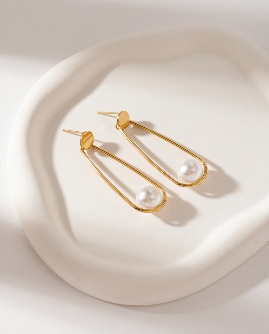 Boucles d'oreilles pendantes à perle - Myriam