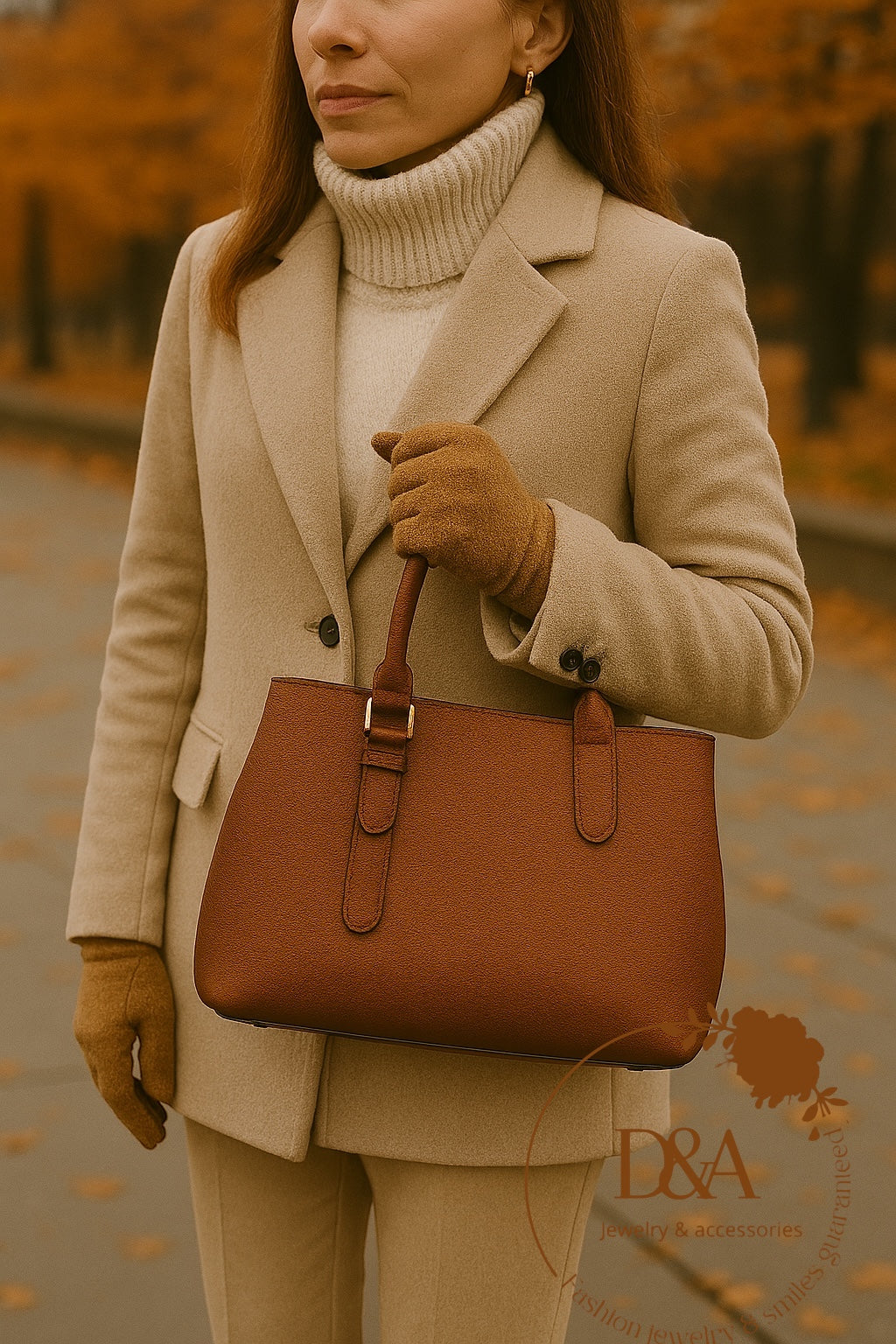 Leren handtas - Ernesta Camel