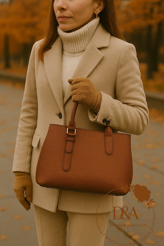 Leren handtas - Ernesta Camel