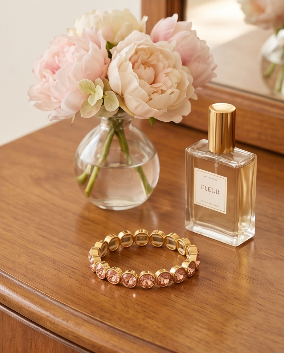 Bracelet Princesse élastique champagne ou blanc – Douceur & glow