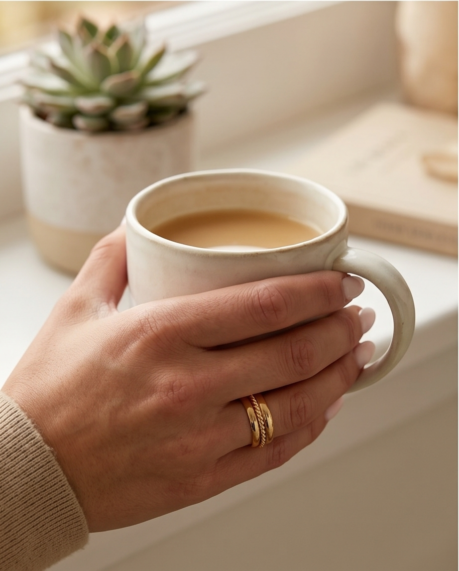 Bague Triple dorée en acier inoxydable waterproof 💛