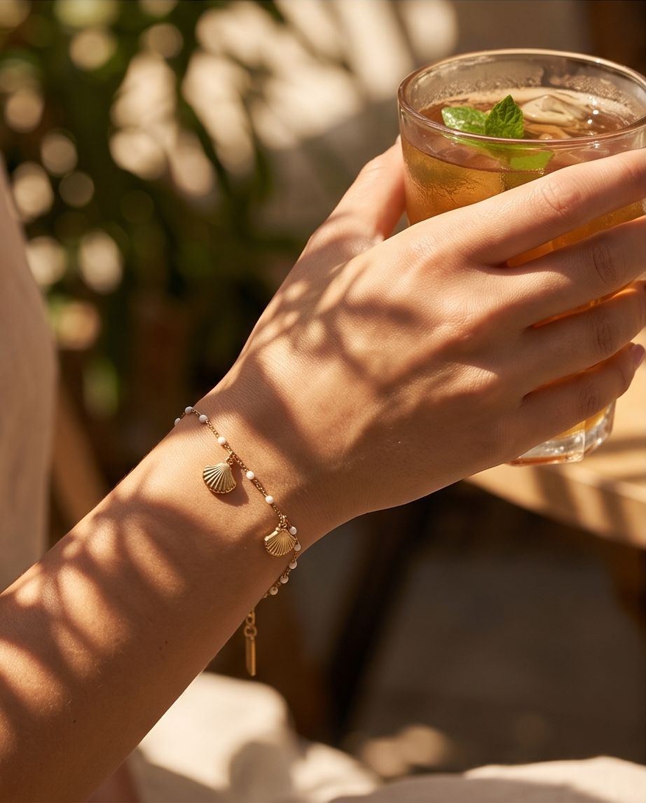 Gouden Schelpenarmband - Trendy zon