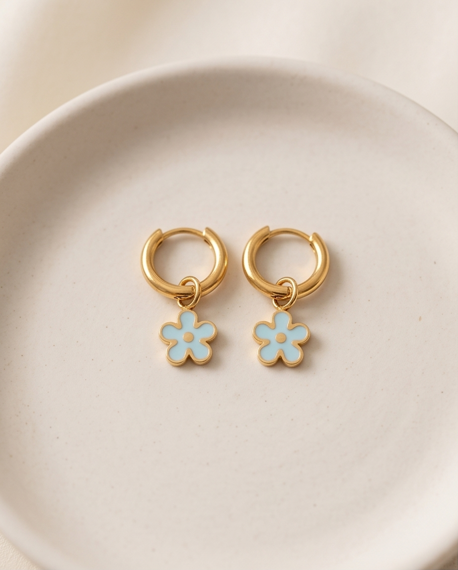 Blue flower earrings