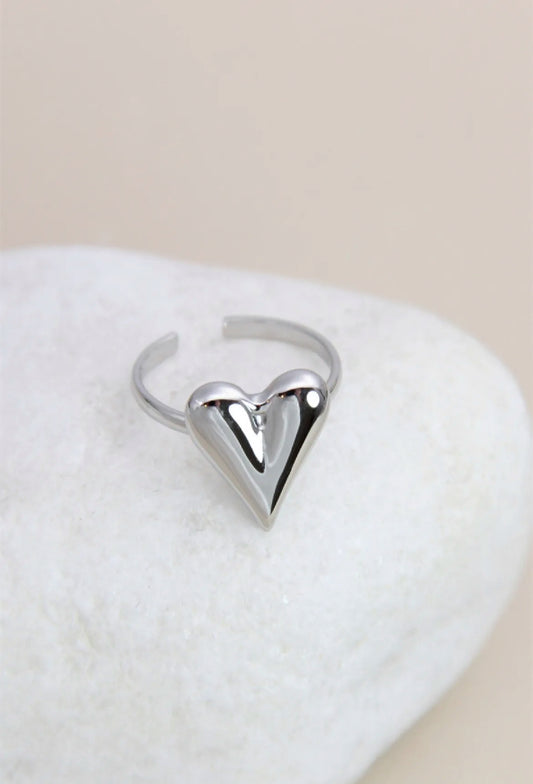 Bague cœur argenté