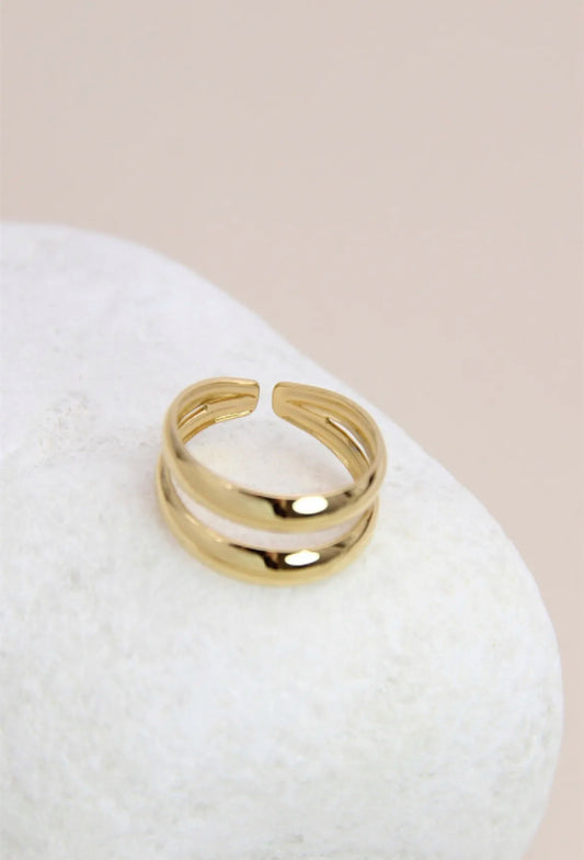 Bague phalange double anneau: doré