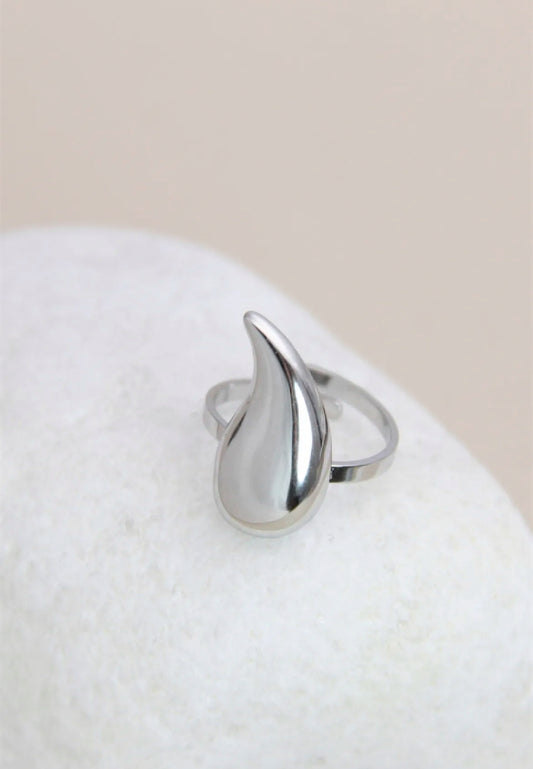 Bague goutte ajustable: argenté