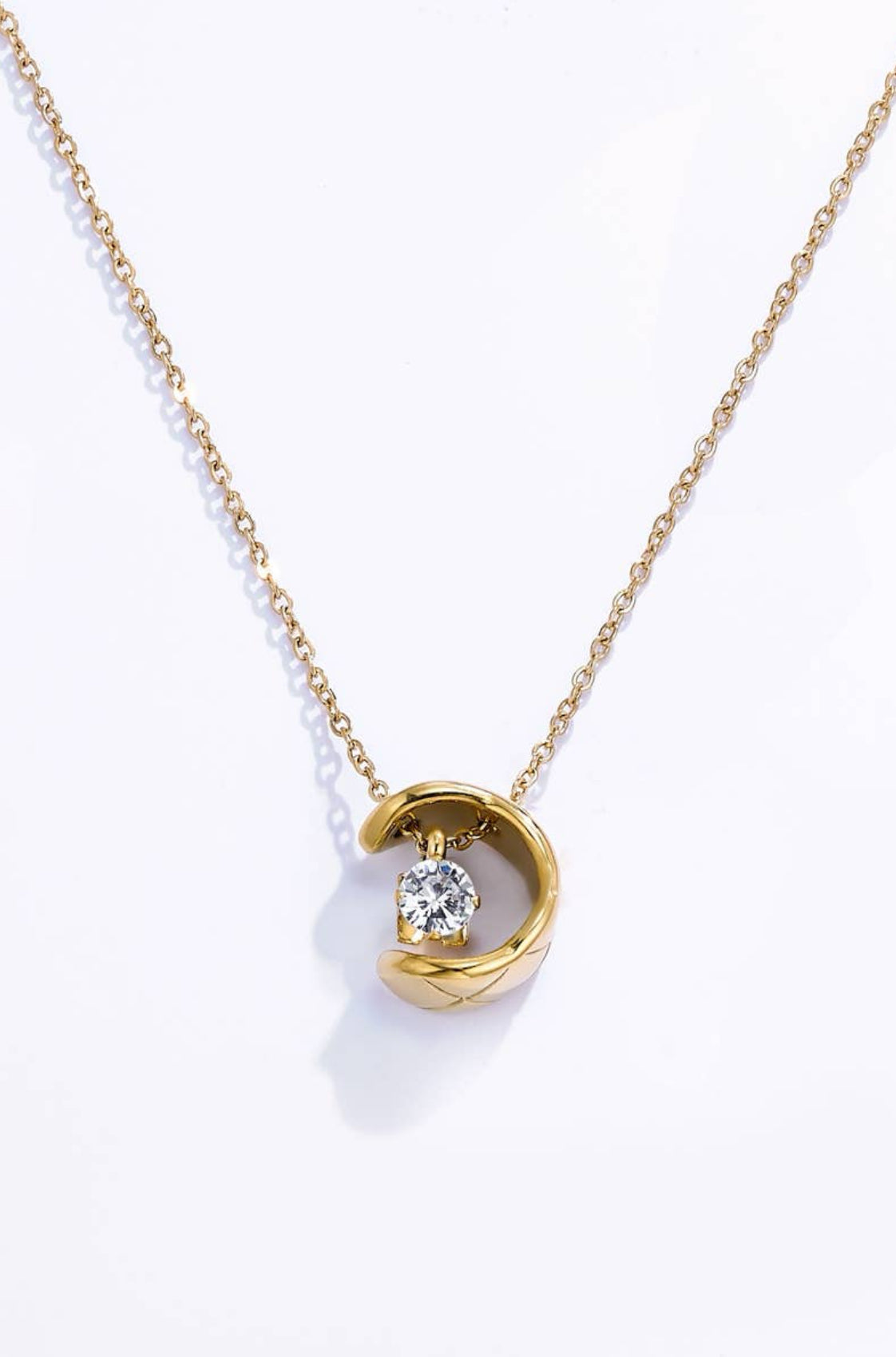Collier avec strass en acier inoxydable : Or jaune