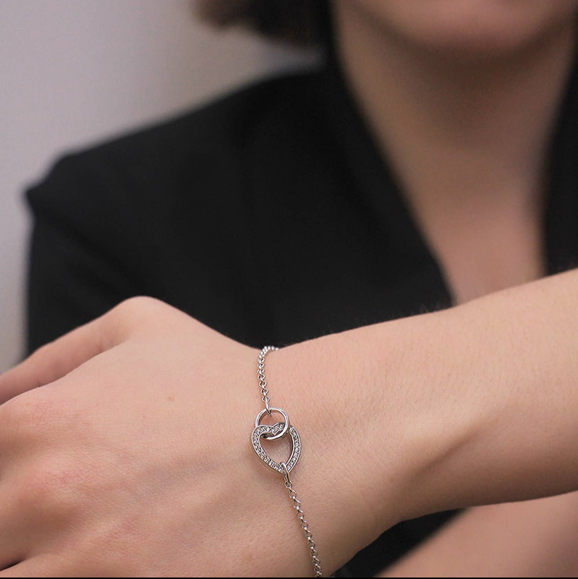 Bracelet Locked Heart - Argenté et Cristal