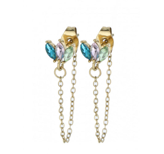 Boucles d’oreilles forme fleur et chaîne