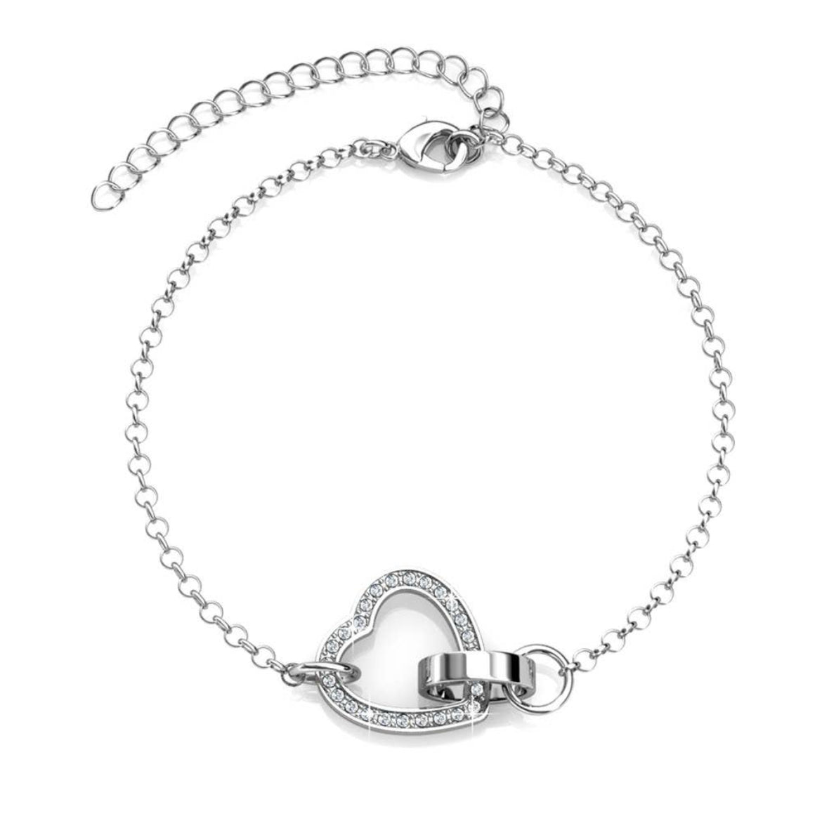 Bracelet Locked Heart - Argenté et Cristal