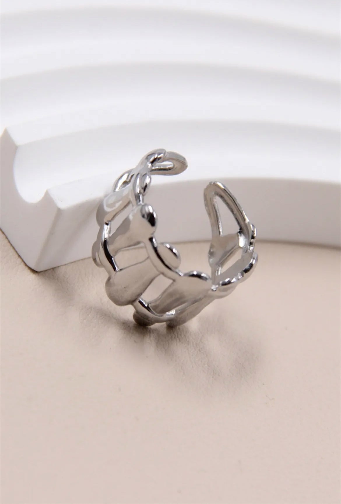 Bague maillon chaîne ajustable: argenté