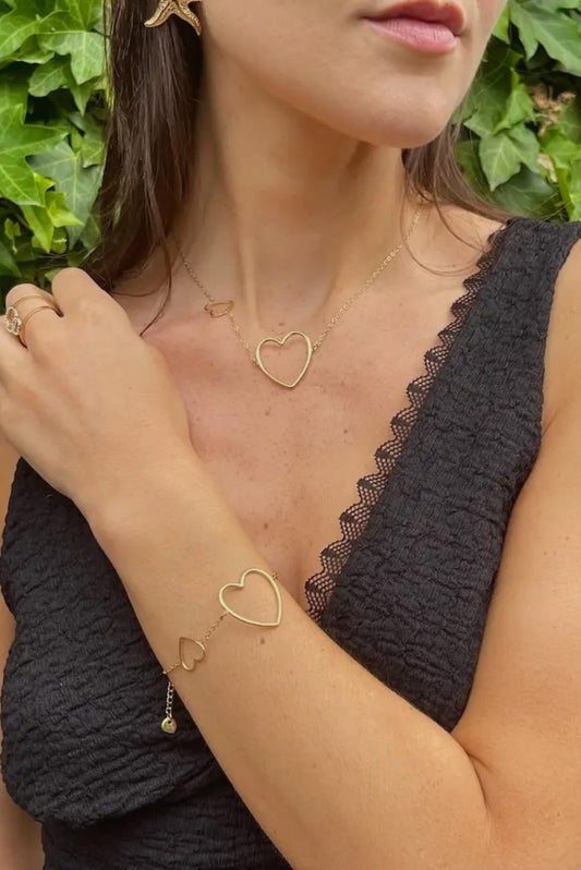 Bracelet double cœur: Or